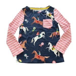 Mini Boden Navy and Pink Long Sleeve Tee